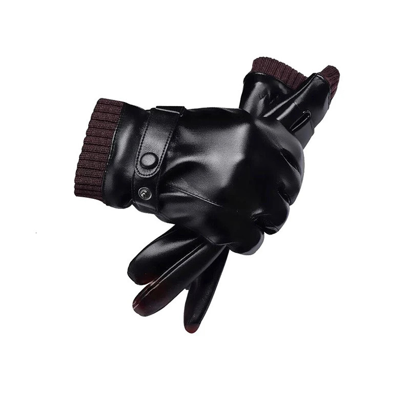 Five Fingers Gloves Leather Men S Winter Fleece Outdoor Riding Water Repellent Anti Slip Driving Warm Motorcycle 231130