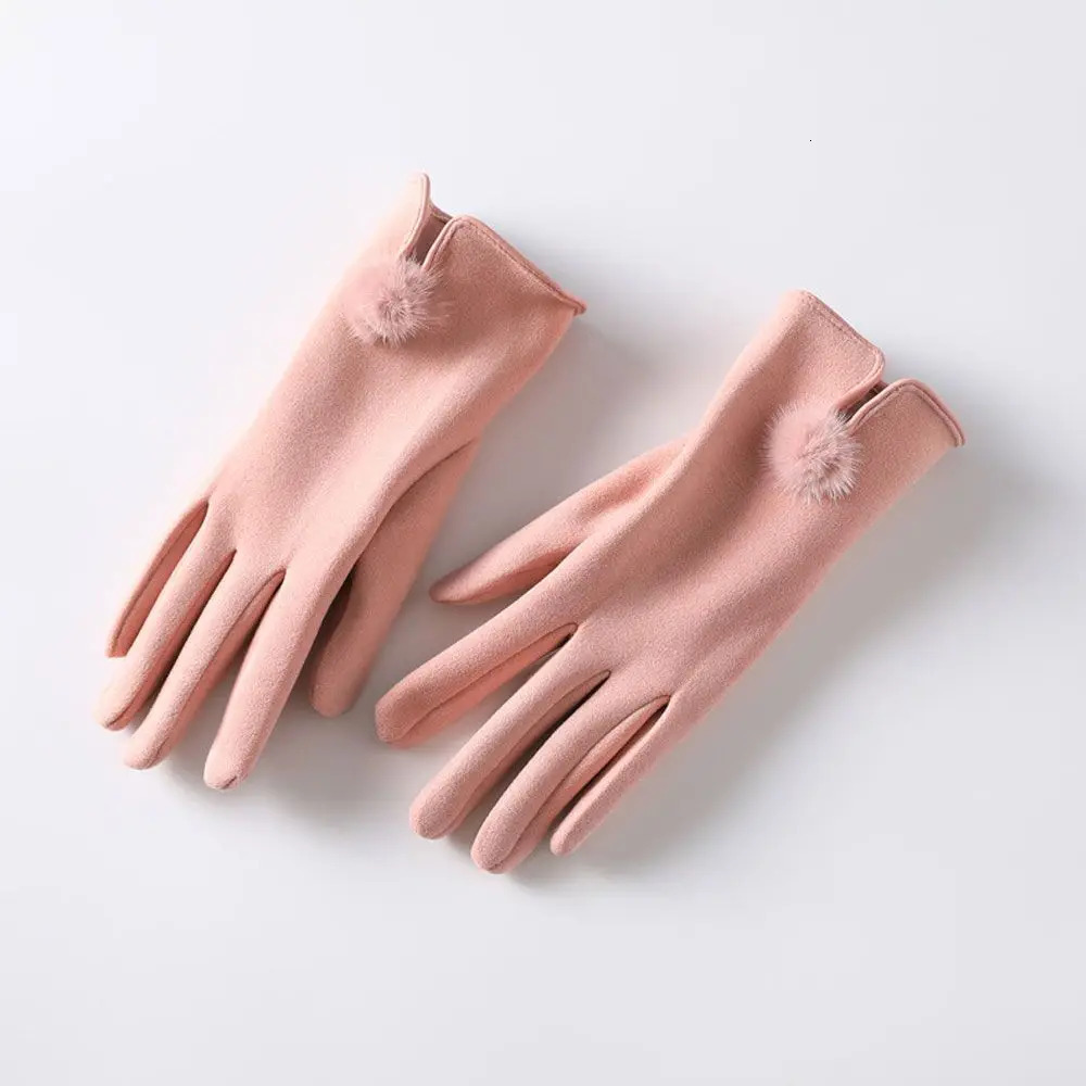 Five Fingers Gloves Winter Woman Plus Velvet Padded Warm Touch Screen Outdoor Windproof Suede Thermal Cycling for the Cold Black 231130