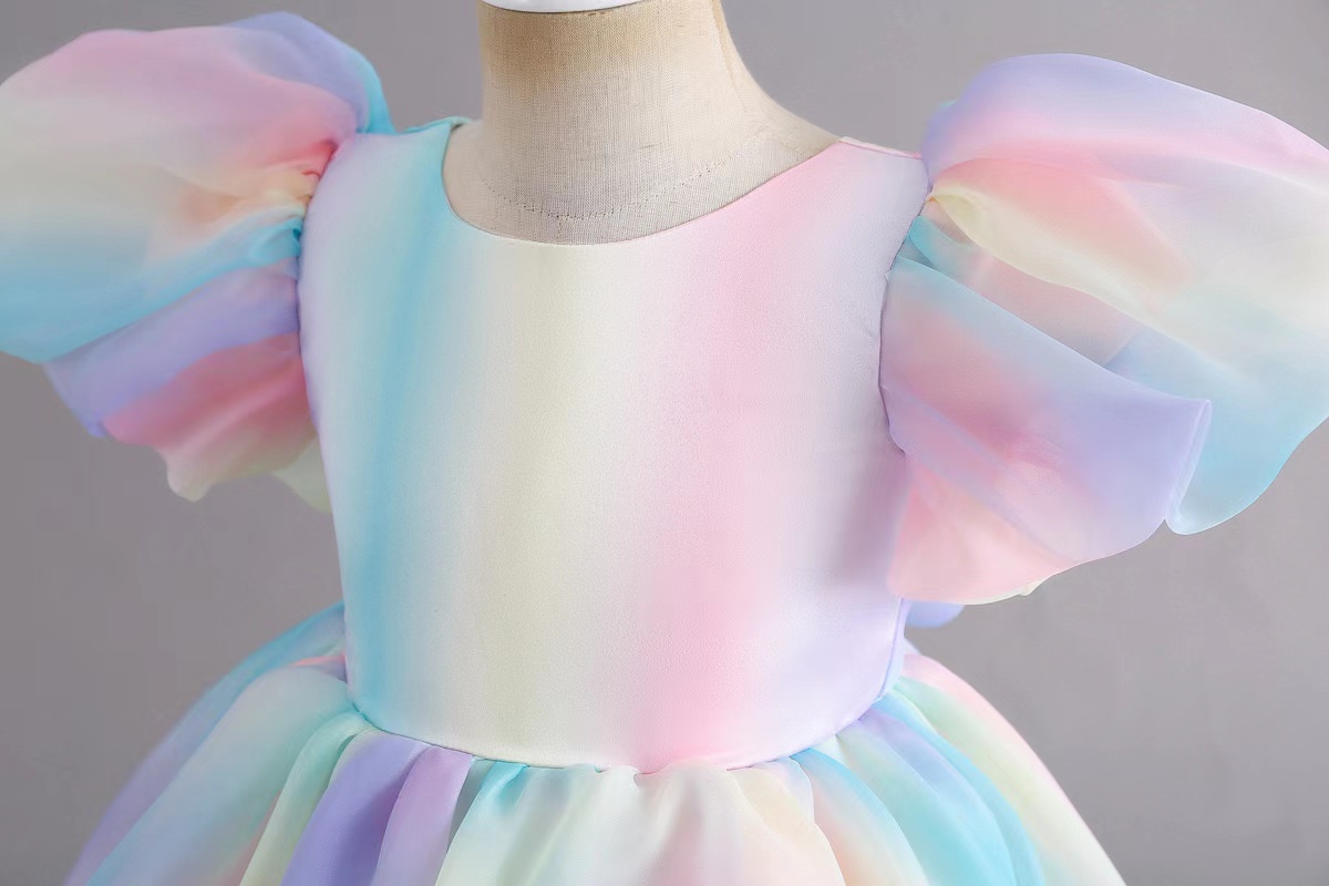 Arabic 2023 Floral Lace Flower Girl Dresses Ball Gowns Child Pageant Dresses rainbow Beautiful Little Kids baby Dress Lace Applique first communion pr