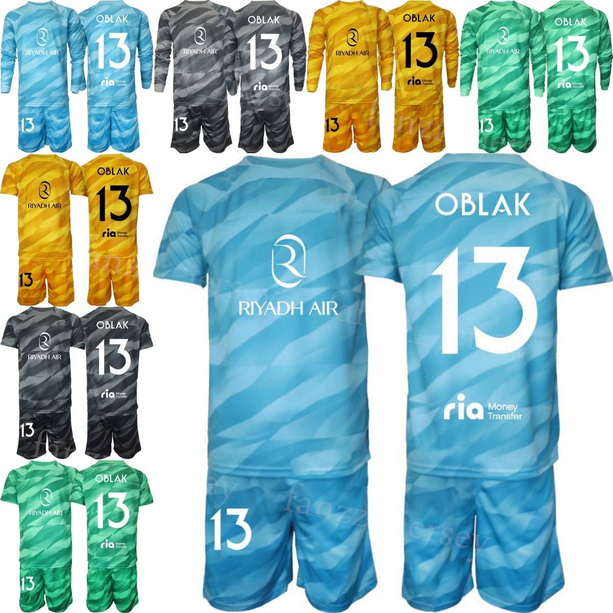 Club Team GK Atletico Madrids Long Sleeve Soccer Ivo Grbic Jersey Set Goalkeeper Antonio Adan David de Gea Thibaut Courtois Jan Oblak Football Shirt 23/24 Mens Kids
