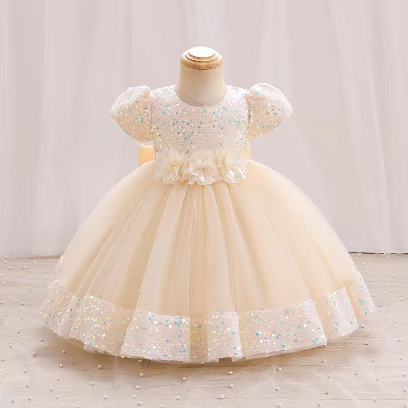 Flower Girl Dresses for Wedding pink Princess tutu Skirt sequined Ball Gown Jewel Vintage Child First Communion Dress 2023 Tulle Long Kids Princess Ch