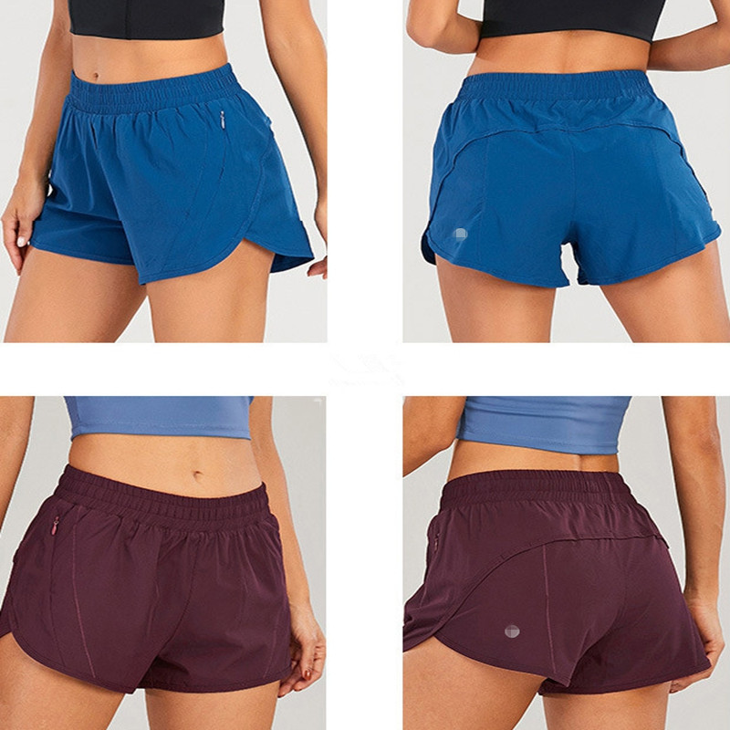 Women's Yoga Set Shorts with Zipper Pockets Fitness Women's Leisure Sports Girls' Fake Two Piece Sports Fitness Shorts 13 colors