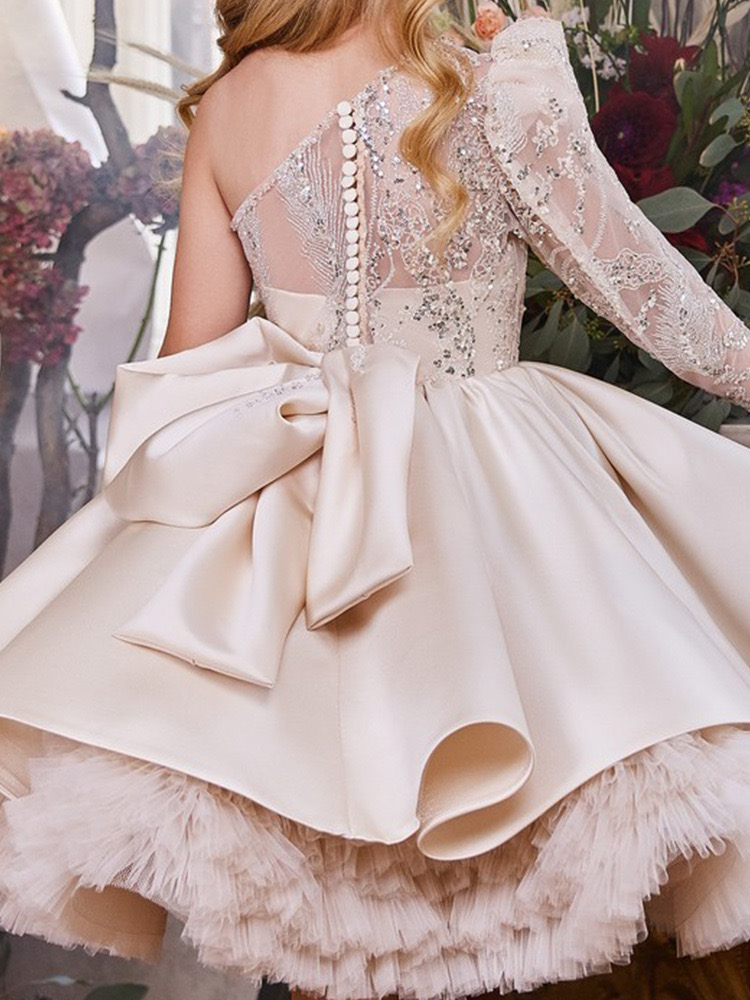Girls Birthday Pageant Dresses Kids Children Princesss Party Flower Girl Elegant Crystal Beaded Wedding Gown Vestidos For 2-14 Yrs Christmas Dress 403