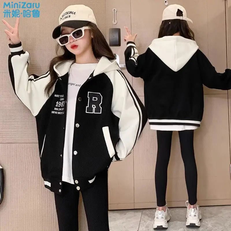 Jackets Teenage Girls Baseball Jackets For 3-13 Years Old Teens Clothes Children Sports Outerwear Coat Spring Autumn Fashion Boys Jacket 231129