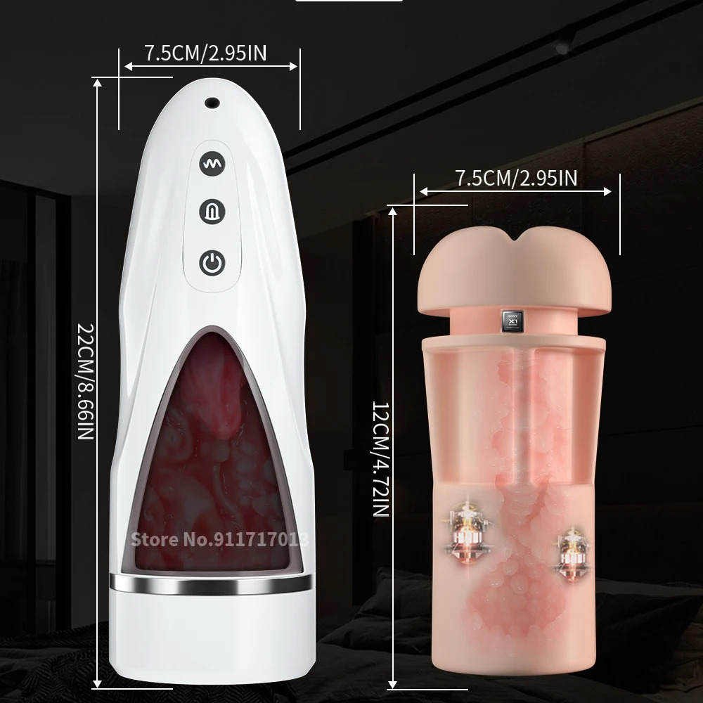 Pump Toys Realistic Tongue and Mouth Male Masturbator Cup Vagina Blowjob Sex Machines Toy for Men Blowjob Vibrating Stroker 231130