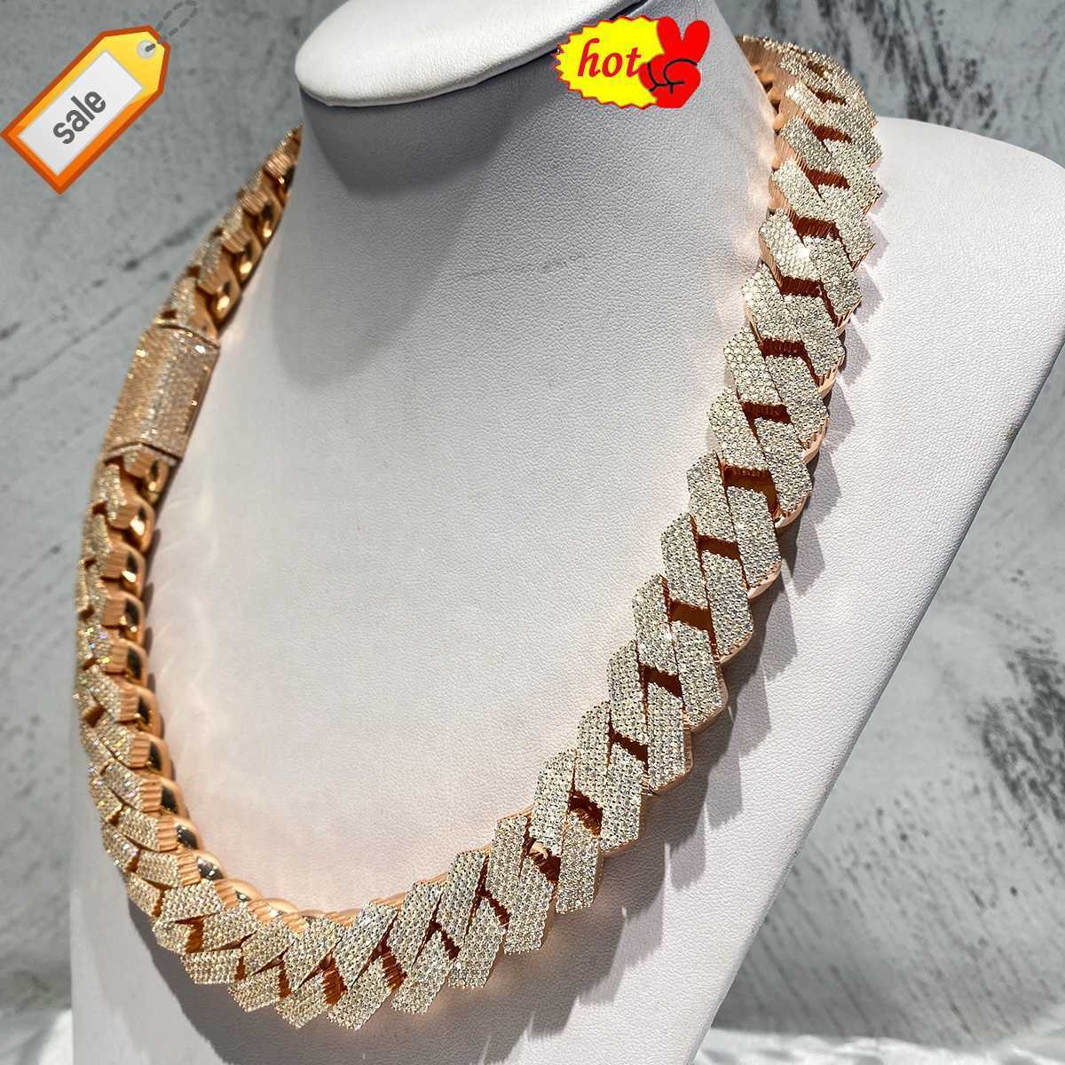Necklace Moissanite designer chain silver gold rose gold iced out chain pass diamond tester pendant 925 Sterling Vvs cuban link chain