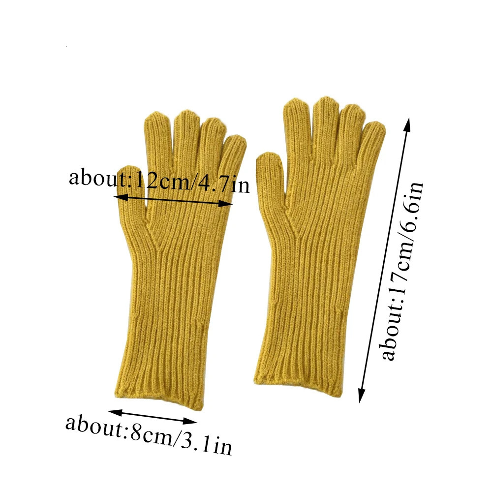 Five Fingers Gloves Knitted Full Touch Screen For Playing Phone Winter Thicken Warm Outdoor Skiing Stretch Mittens 231130