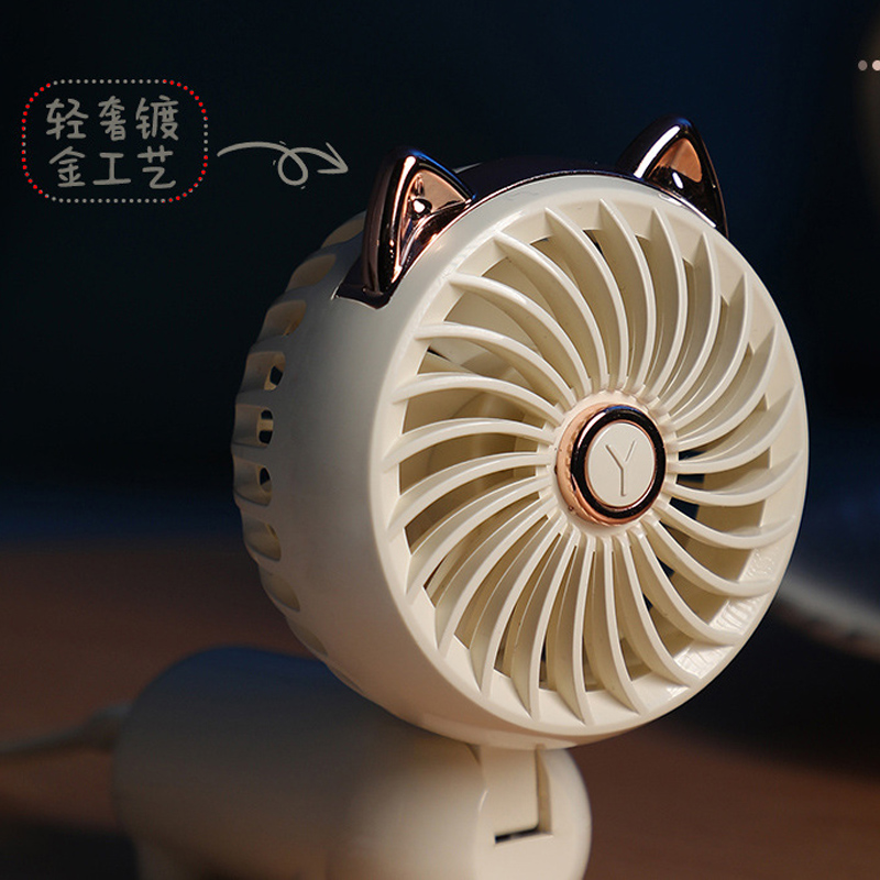 Mini Portable Fan Enduring Silent Foldable Desktop Fan Cat And Deer Ears Cute USB Handheld Fans For Household Bedroom Office