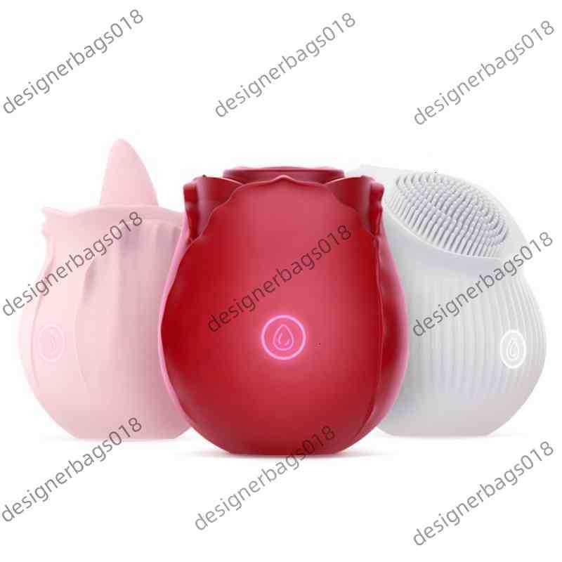 Adult Toys Massager Female Sex Women Vagina Silicone Vibrator Rose Red Flower Shape Sucking Licking Magic Tongue for Nipple