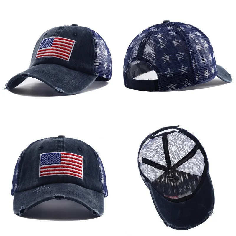 Beanie Skull Caps 2023 Summer Vintage USA Flag Embroidered Mesh Trucker Hat Women Y2k Breathable Baseball for Men Casquettes 231130
