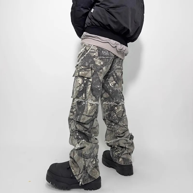 Men's Pants MADE EXTREME Jungle Camo Leaf Pants Loose Straight Pants Streetwear Men Cargo Pants Men Vintage Baggy Pants 231129