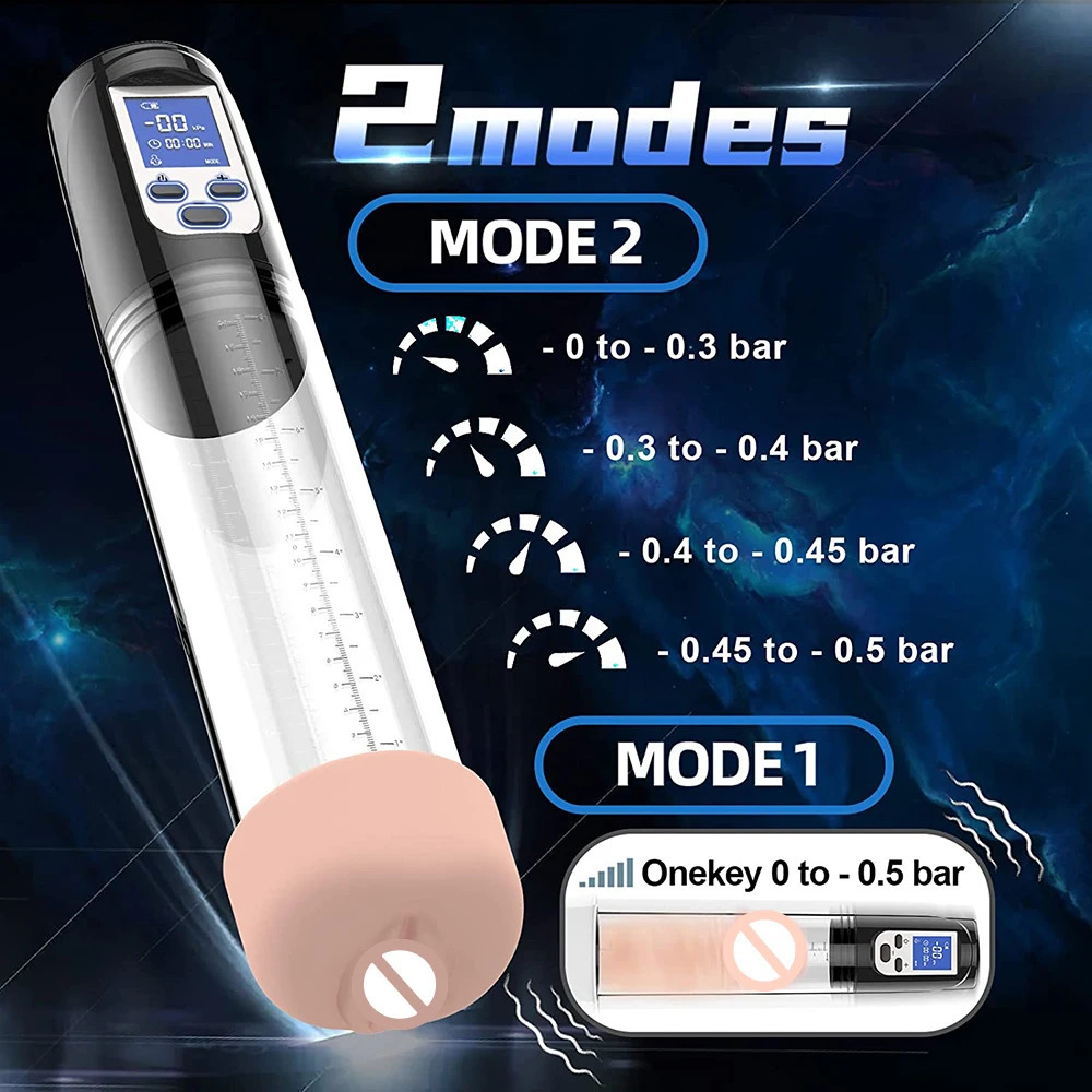 Pump Toys Enlargement Vacuum Pump LCD Electric Penis Pumps Male Masturbator Penile Extender with Colorful Sleeve Adult Sex Toys for Men 231130
