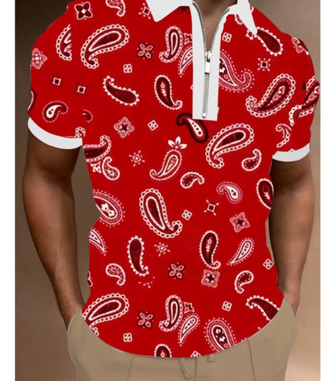 NEW Men's Solid Color Polo Shirt Short Sleeve Turn-Down Collar Zipper Polo Shirt&for Men Casual Streetwear Male Tops