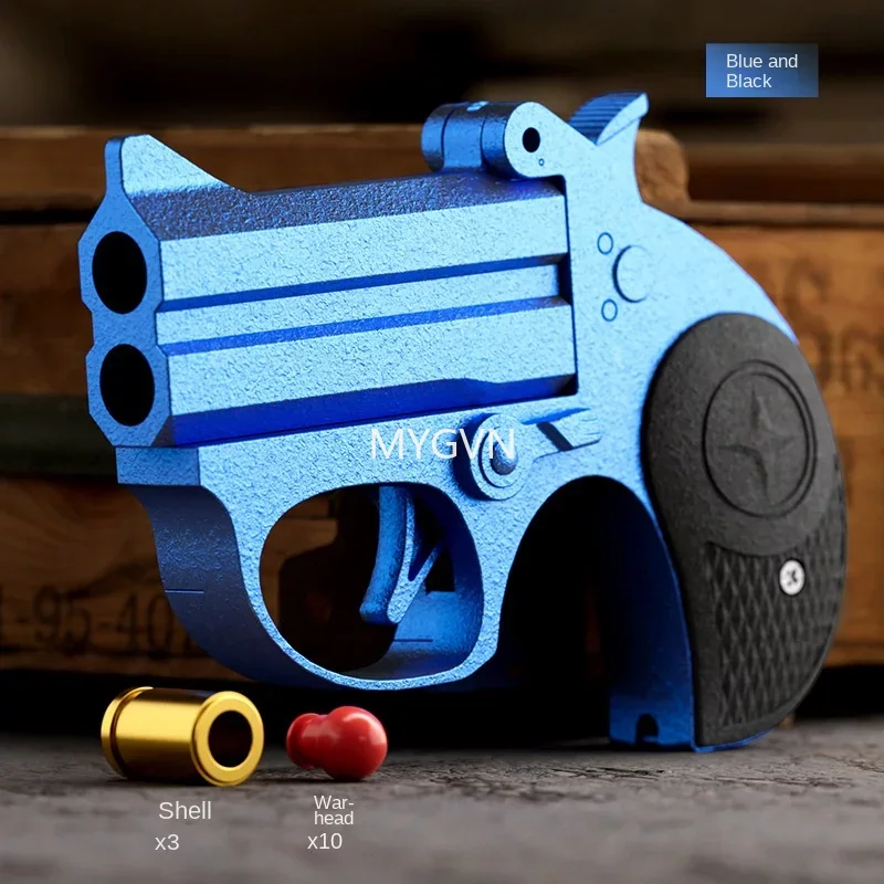 Children Metal Portable Deringer Launcher Mini Manual Soft Bullet Shell Ejection Toy Gun Boy Small Pistol Pocket Model Children Gifts