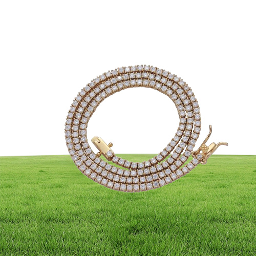 2mm 16 18 20 Tennis Chain Necklace brass setting CZ Gold Silver Color Iced Out AAA Cubic Zirconia BC210