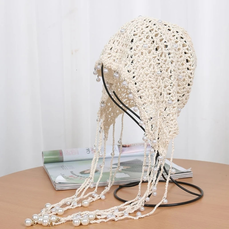 Beanie Skull Caps Elegant Pearls Beanie Hat Breathable Y2K Crochet Holiday Decors 231130
