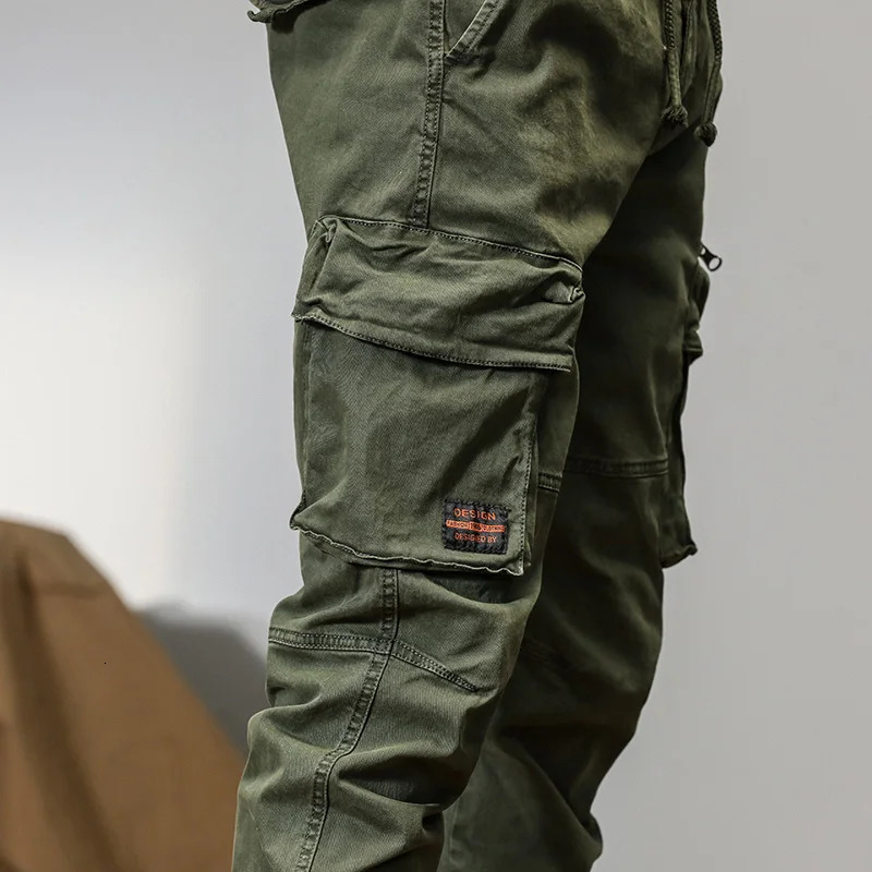 Men's Pants Spring and autumn trendy Cargo pants for men slim leggings ruffian and handsome trousers American multi bag pants outdoor v 231129