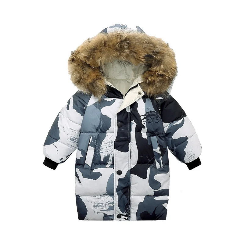 Down Coat Kids Thicken Warm Down Coat Boys Winter Real Fur Hooded Long Parkas Girls Cotton Down Jackets Outerwears Teen Children Clothing 231129