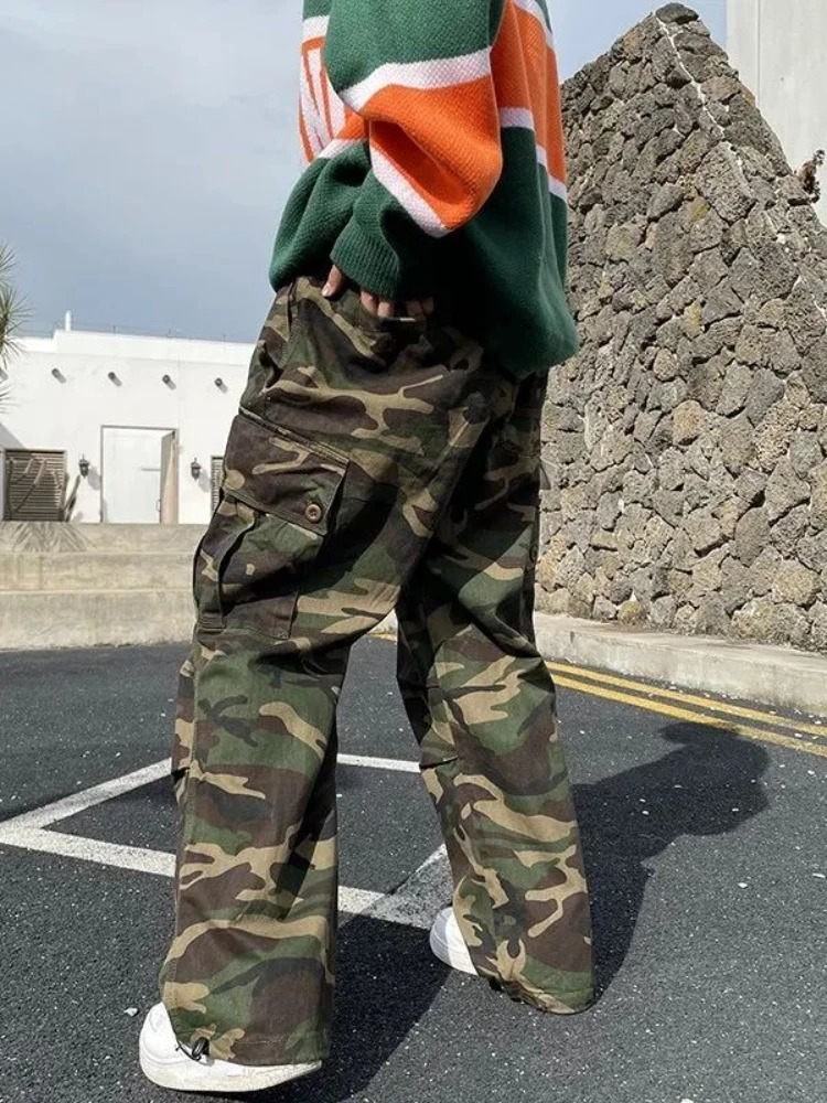 Men's Pants Foufurieux Cargo Pants Men Baggy Fashion Streetwear Men Trousers Loose Cargo Low Rise Pants Y2K Camouflage Army Pants Streetwear 2311