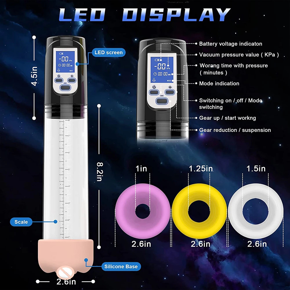 Pump Toys Enlargement Vacuum Pump LCD Electric Penis Pumps Male Masturbator Penile Extender with Colorful Sleeve Adult Sex Toys for Men 231130