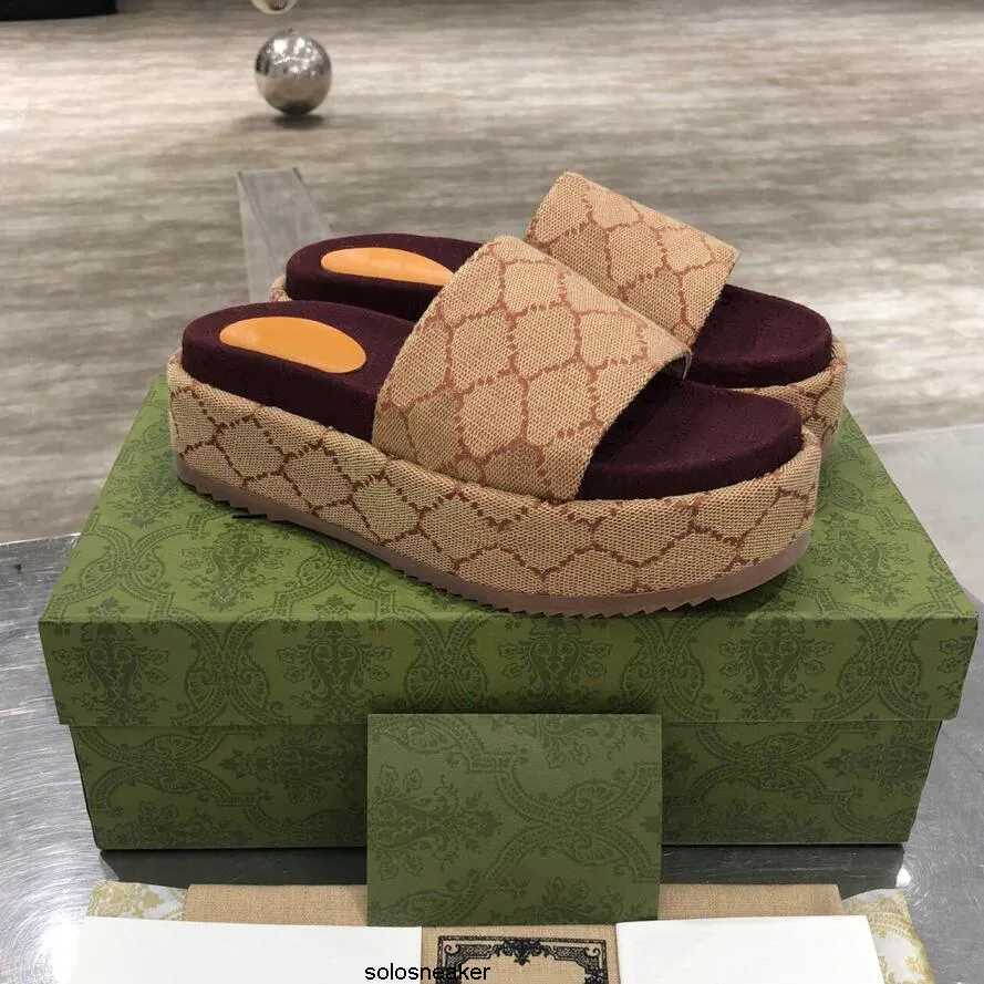 Fashion ggs''gg Slipper Heightening Sandal Designers Bottoms Thick-soled Slide Floral Brocade Beach Women Thick Slippers Soled Causal with Box