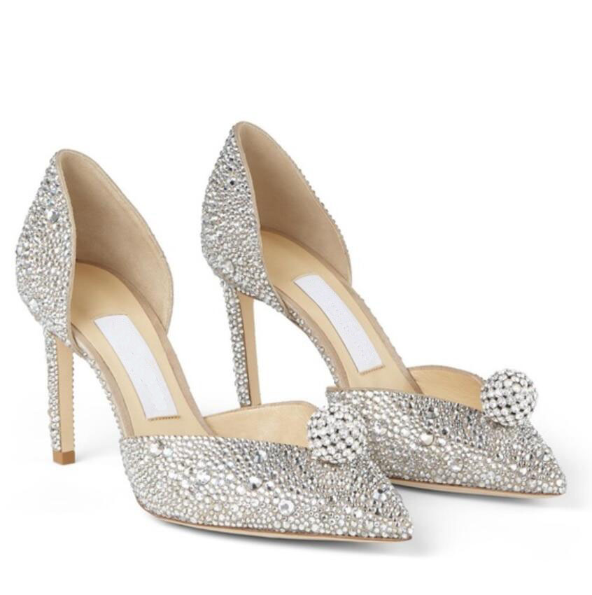 Women sandal luxury high heels sacora Pearl pump Sabine crystal heel pumps bride platform sandals strass and satin leather brand with box 35-43