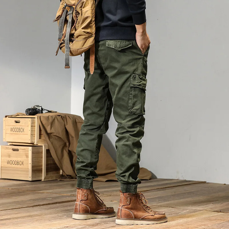 Men's Pants Spring and autumn trendy Cargo pants for men slim leggings ruffian and handsome trousers American multi bag pants outdoor v 231129