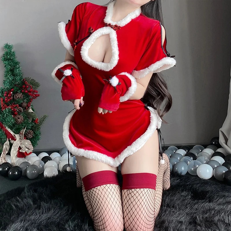 Sexy Set Sexy underwear sexy cheongsam Christmas uniform seductive passion clothes Hanfu suit women 231130