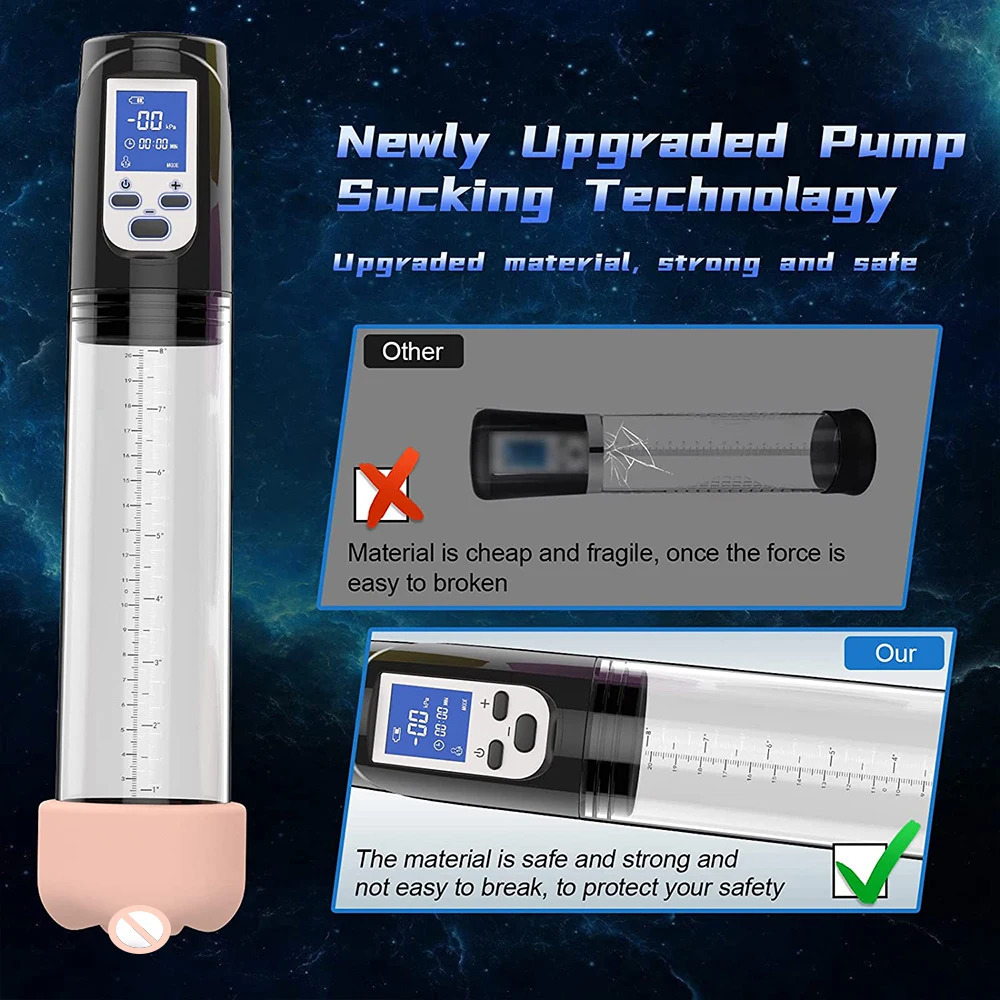 Pump Toys Enlargement Vacuum Pump LCD Electric Penis Pumps Male Masturbator Penile Extender with Colorful Sleeve Adult Sex Toys for Men 231130