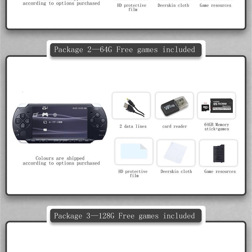 Portable Game Players Original PSP2000 game console 32GB 64GB 128GB memory card includes free games pre installed and ready to play Rich color 231129