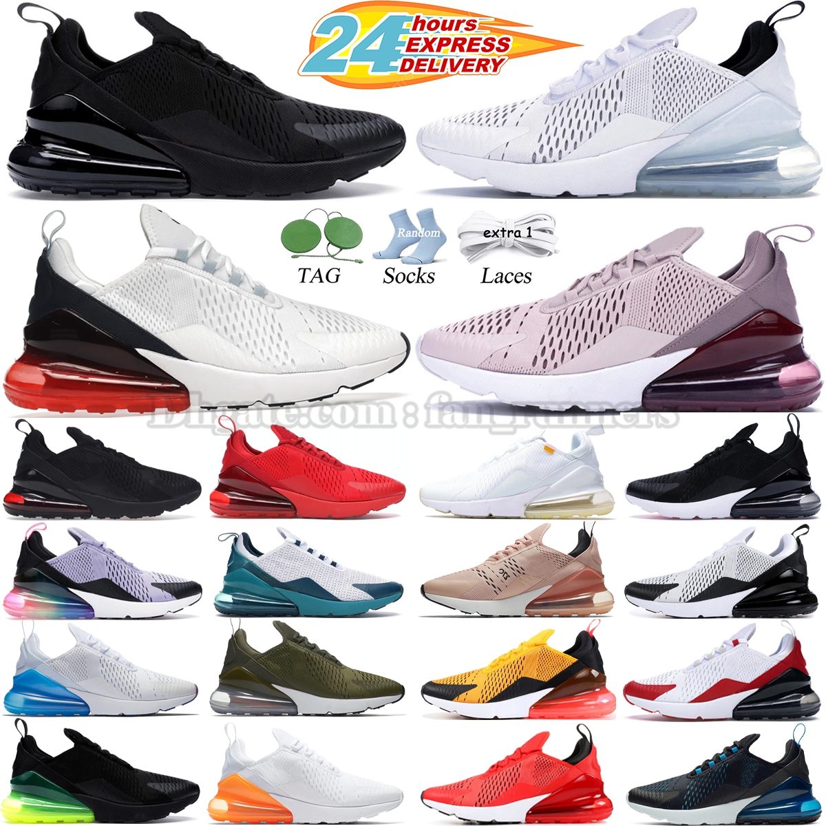 Designer 270s Running Shoes for Men Women Pink Triple Black White Rose Chaussure Blue Red Tennis Runner Sports Trainer Sneakers
