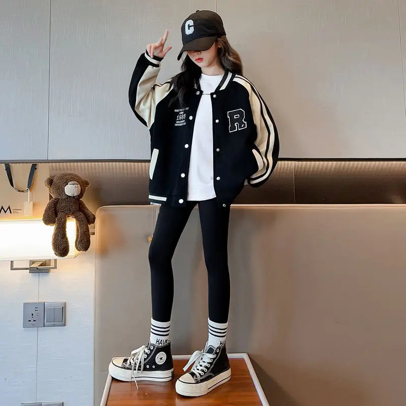 Jackets Teenage Girls Baseball Jackets For 3-13 Years Old Teens Clothes Children Sports Outerwear Coat Spring Autumn Fashion Boys Jacket 231129
