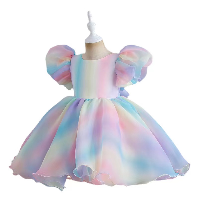 Arabic 2023 Floral Lace Flower Girl Dresses Ball Gowns Child Pageant Dresses rainbow Beautiful Little Kids baby Dress Lace Applique first communion pr