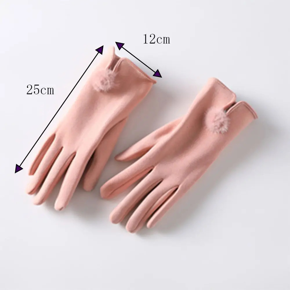 Five Fingers Gloves Winter Woman Plus Velvet Padded Warm Touch Screen Outdoor Windproof Suede Thermal Cycling for the Cold Black 231130