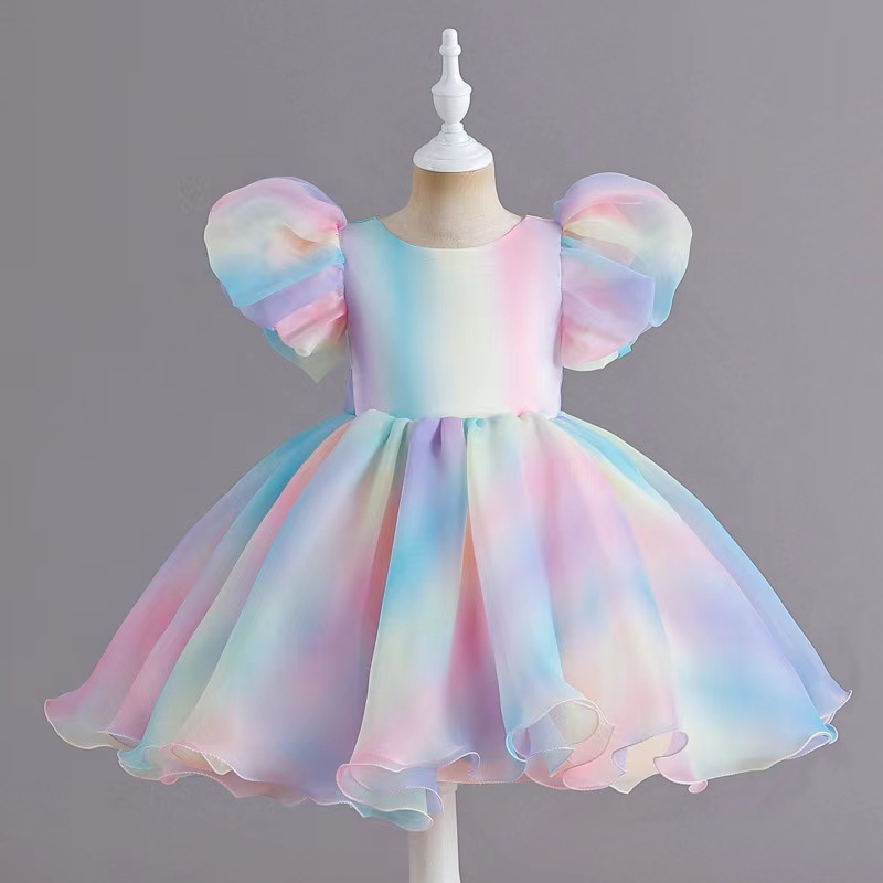 Arabic 2023 Floral Lace Flower Girl Dresses Ball Gowns Child Pageant Dresses rainbow Beautiful Little Kids baby Dress Lace Applique first communion pr
