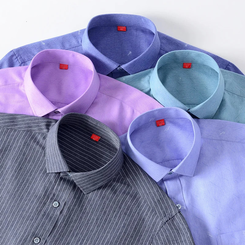 Men's Casual Shirts BAMBOOPLE Shirt Men Long Sleeve Fashion Casual Soft Striped Business Social Checked Regular Fit Easy Care 7XL 6XL 5XLAEchoice