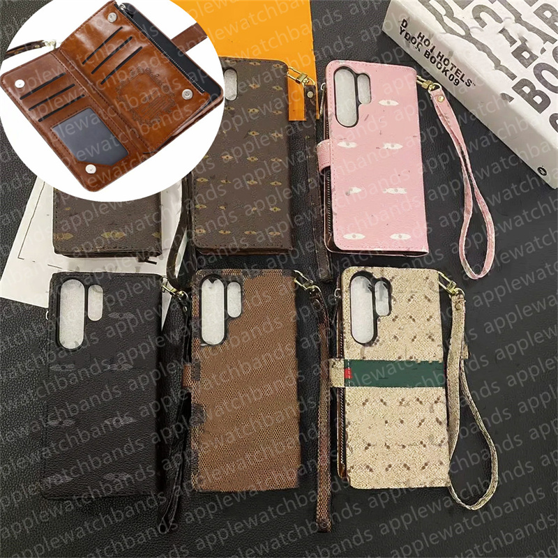 Leather Flip Phone Case Designer iPhone Case for iPhone 16 Pro Max Case iPhone 15 Pro Max 14 12 11 13 Samsung s24 ultra s23 Plus s22 Case Zipper Card Holder Coin Pocket