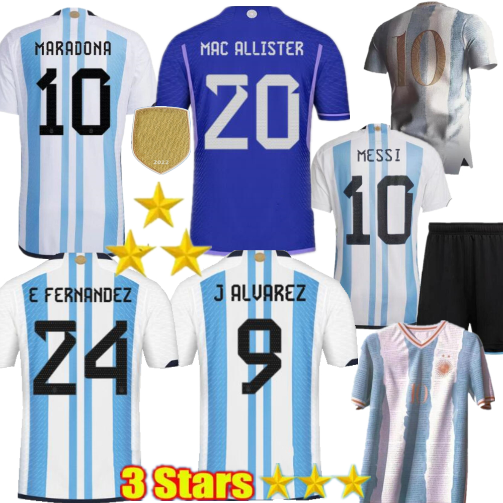J. ALVAREZ 3 Stars Argentina Soccer Jerseys 22-23 ENZO FERNANDEZ MAC ALLISTER Fan Player version Football Shirt Men Kids uniform 21 22 Anniversary Kit, 2023 home kids 
J. ALVAREZ 3 Stars Argentina Soccer Jerseys 22-23 ENZO FERNANDEZ MAC ALLISTER Fan Player version Football Shirt Men Kids uniform 21 22 Anniversary Kit, 2023 home kids