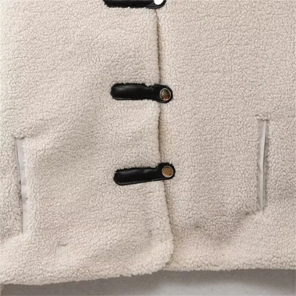 Womens Jackets Winter Casual Loose Collar Lamb Fleece Buckle Short Jacket Coat 231129