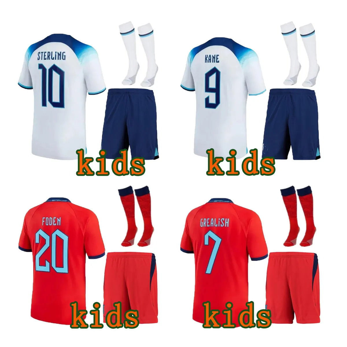 kids children football kits ENGLANDS Soccer Jerseys SAKA FODEN BELLINGHAM RASHFORD ENGLAND KANE STERLING GREALISH National team Football Kit 23 24 25 SHOOTING