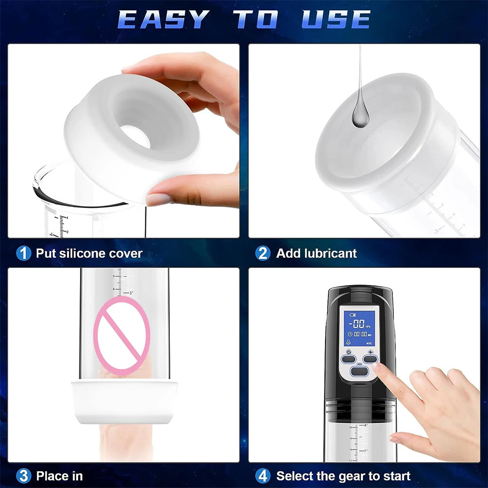 Pump Toys Enlargement Vacuum Pump LCD Electric Penis Pumps Male Masturbator Penile Extender with Colorful Sleeve Adult Sex Toys for Men 231130