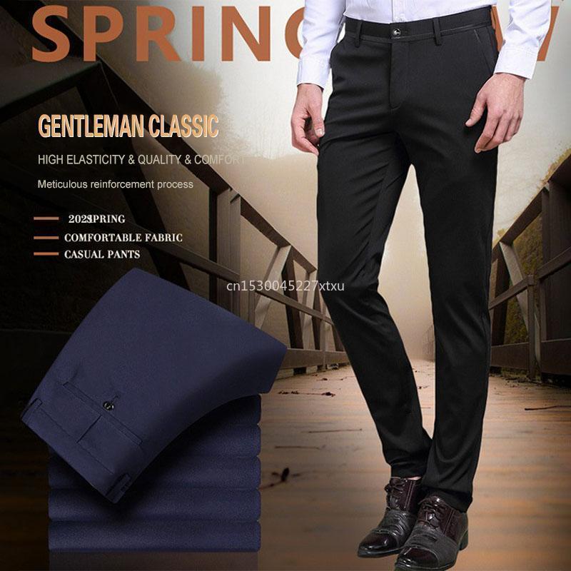 Mens Pants High Stretch Classic Spring Summer Casual Waist Trousers Business Drop 230131