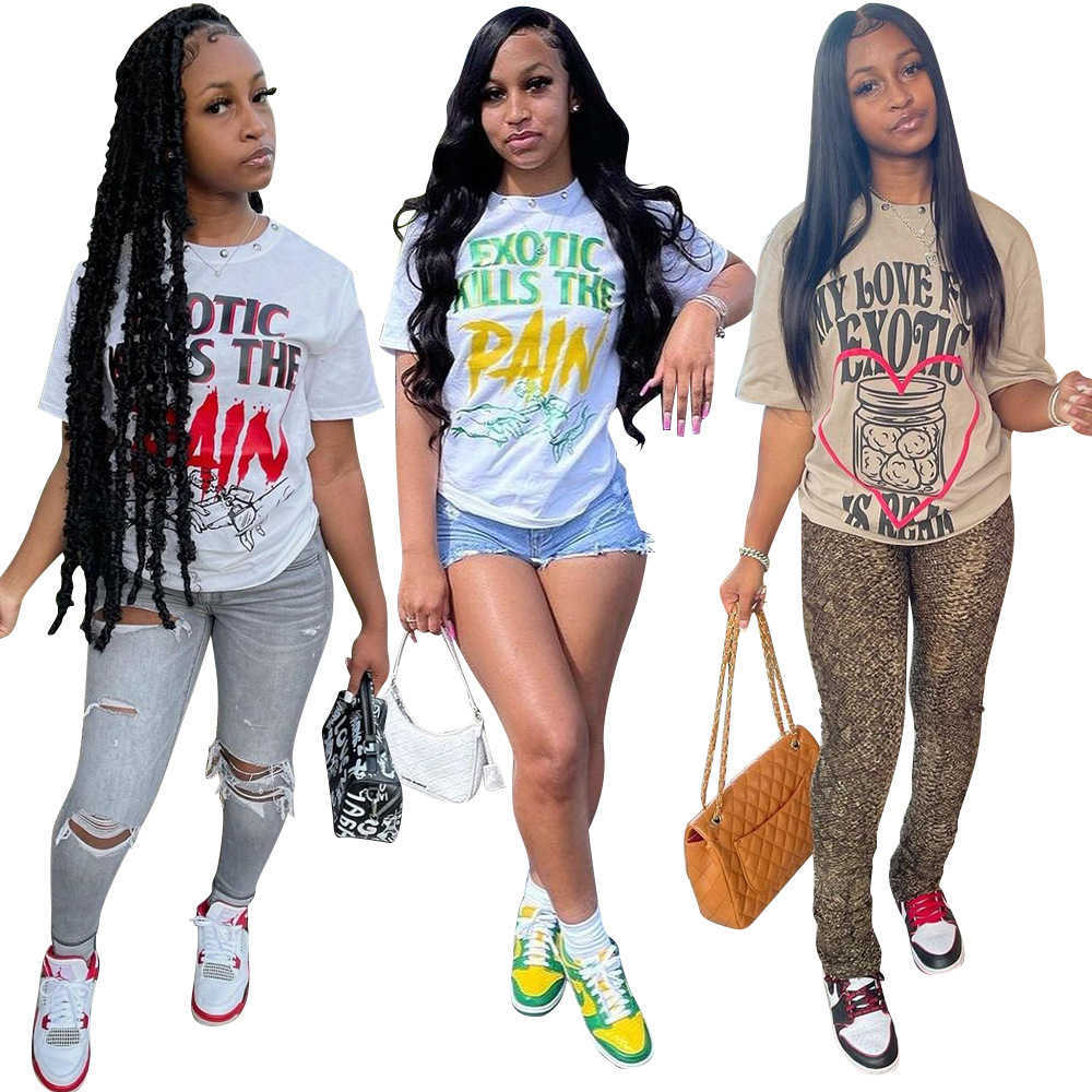 Women's T Shirt 2023 summer fashion shirts sports leisure letter printed women's Short Sleeve T-Shirt