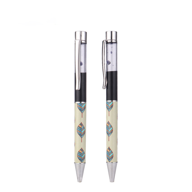 Sublimation Empty Tube DIY Ballpoint Pens Blank Heat Transfer Pen Metal DIY Snow Globe pen Sublimation Ballpoint Pen with Solid Color Clip for Office 