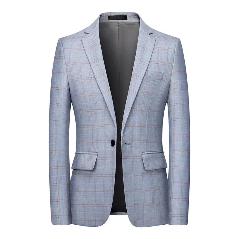 Mens Suits Blazers Fashion Spring and Autumn Casual Men plaid Cotton Slim England Suit Blaser Masculino Male Jacket S6XL 230131