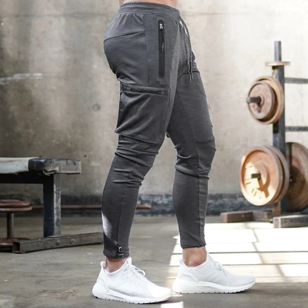 Men's Pants Cargo Slim Fit Joggers MultiPocket Camouflage Man Workout Sweatpants Trousers with Zip Pockets 230131