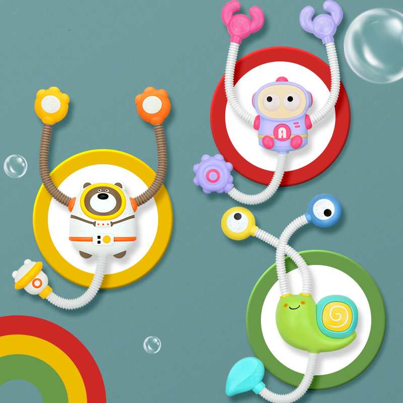 Bath Toys Electric Shower Water Spray Bath Toys Kawaii Snail Bear Robot Model Sprinkler For Children Kids Baby Bathroom Bathtub Faucet 230131
