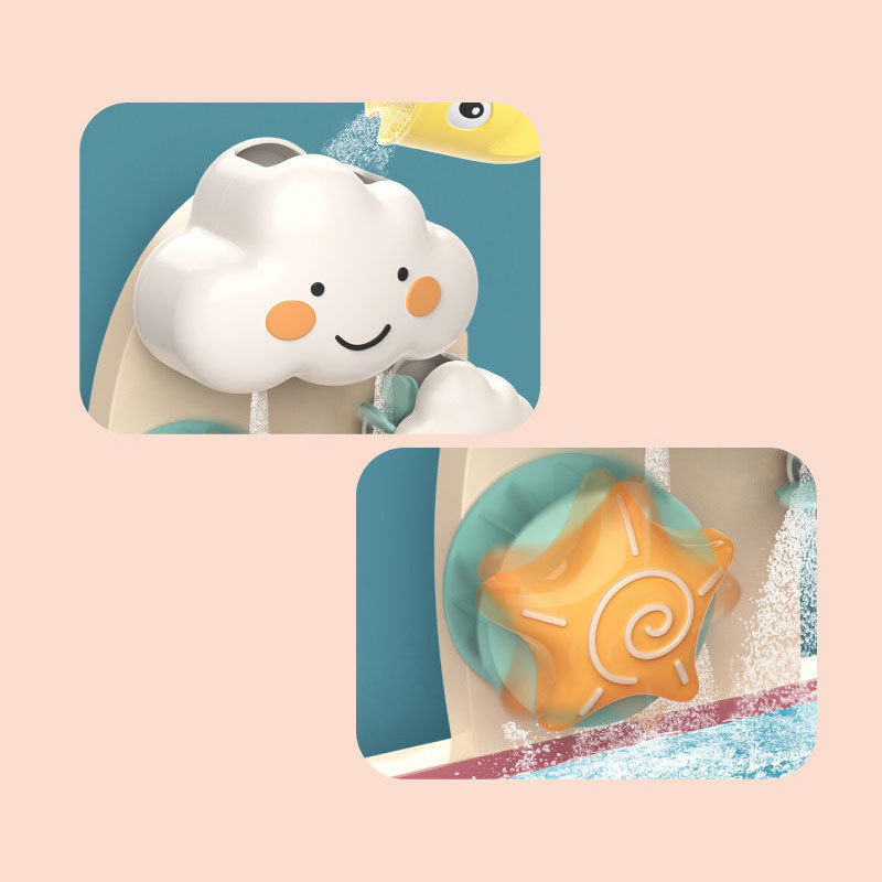 Bath Toys QWZ Baby Bath Toys Pipeline Water Spray Shower Game Cloud Fishing Track Bath Children Bathroom Bathing Shower Kids Toy Gifts 230131