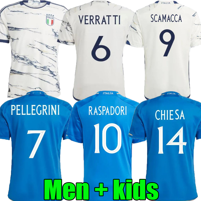 

Italys soccer jerseys 2022 2023 2024 Italian jersey SCAMACCA IMMOBILE CHIESA 23 24 football shirts RASPADORI JORGINHO BARELLA BASTONI FRATTESI Maglia italiana, 22/23;home