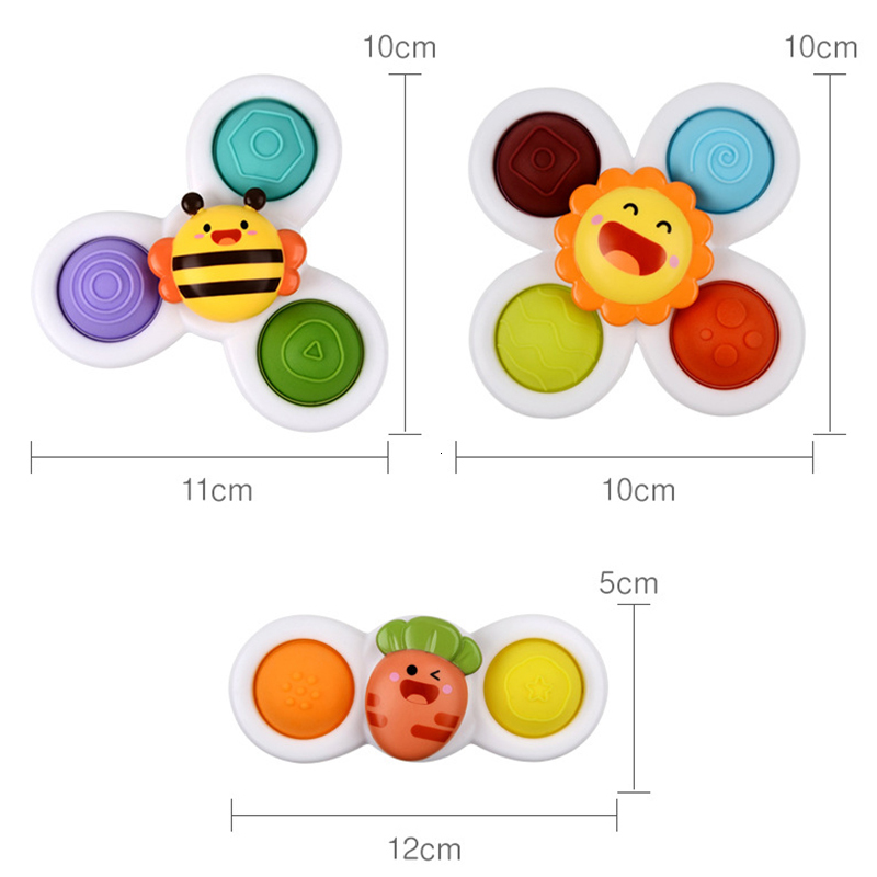 Bath Toys 3pc Boy Children Bathing Sucker Spinner Suction Cup Animal Swimming Toy Baby Bath Toys For Kids Funny Child Rattles Teether 230131